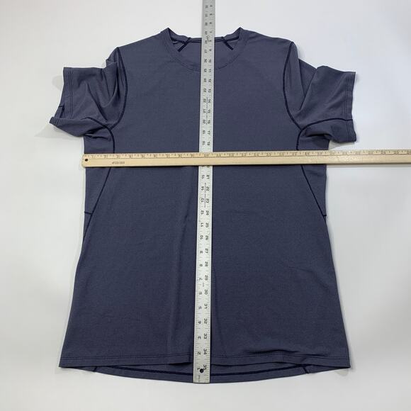 Lululemon Shirt Mens Medium Nautical All Terrain Short Sleeve Reflective Vented - Picture 5 of 10